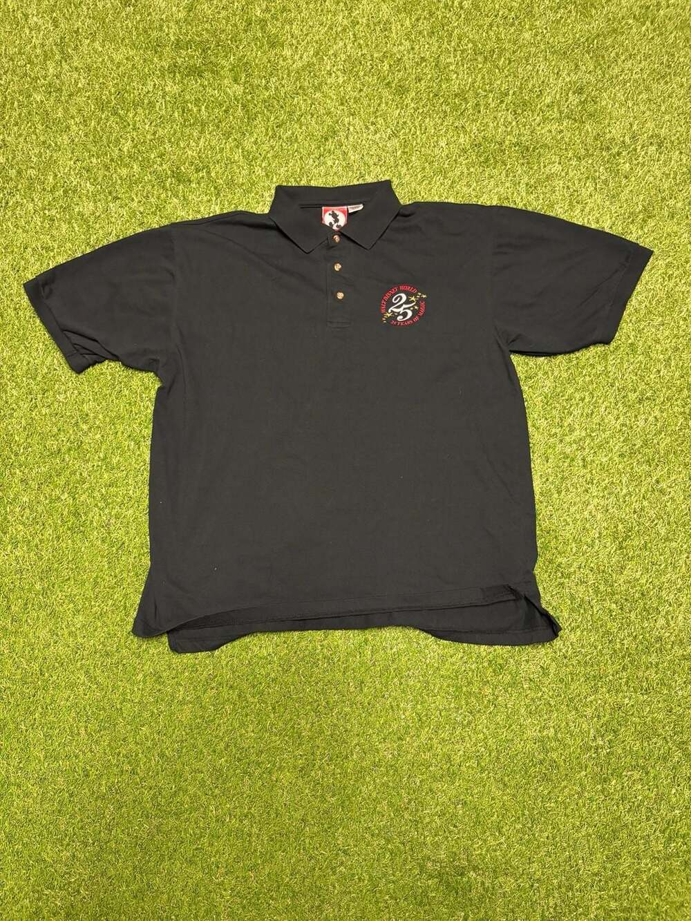 Vintage Mickey Inc. Walt Disney World 25th Anniversary Black Polo Shirt Men's XL